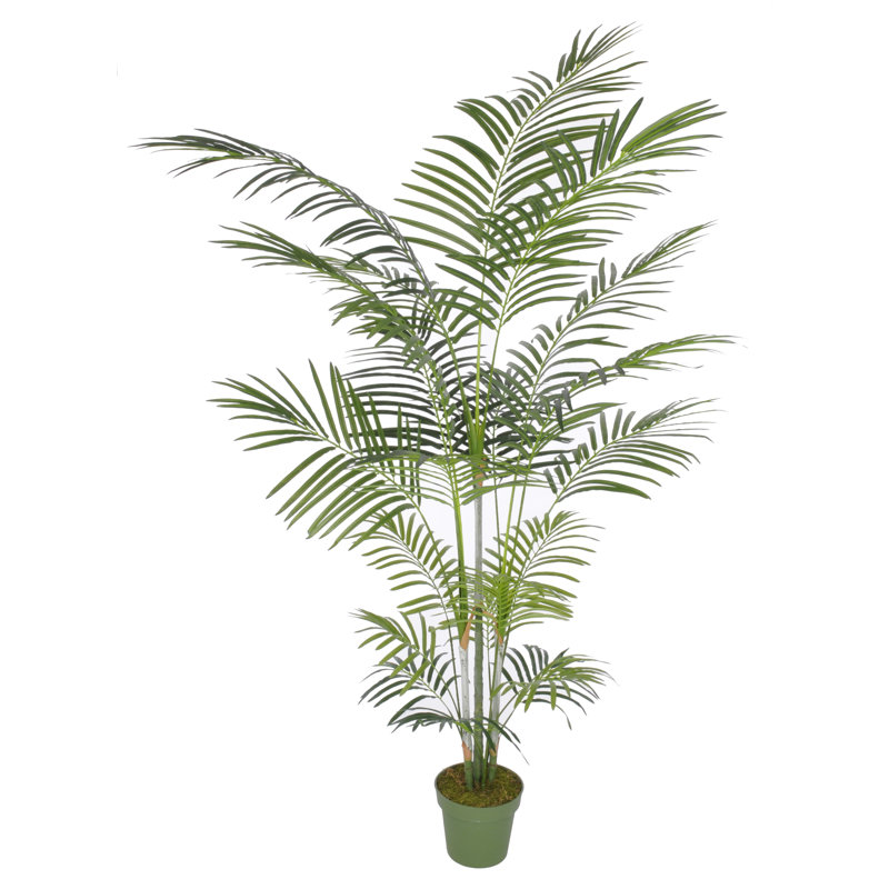 Beachcrest Home Artificial Areca Palm Tree Floor Silk Plant in Planter